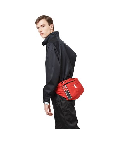 Prada Synthetic Nylon Belt Bag in Red for Men - Lyst