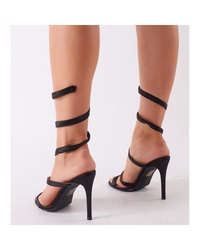 black high heels wrap around ankle