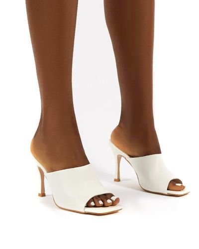 Public Desire Synthetic Emili White Wide Fit Pu Heeled Mules - Lyst