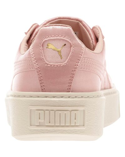 puma platform pink satin