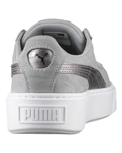 PUMA Suede Platform Metallic Safari Women's Sneakers in Gray | Lyst