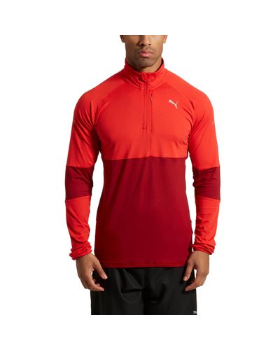 PUMA Synthetic Run Half Zip Men's Long Sleeve Running Top in Red for Men -  Lyst