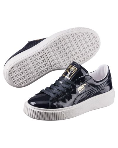 puma women's basket platform patent fashion sneaker