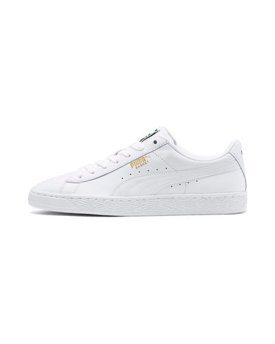 PUMA Leather Heritage Basket Classic Sneakers in White-White (White) for  Men | Lyst