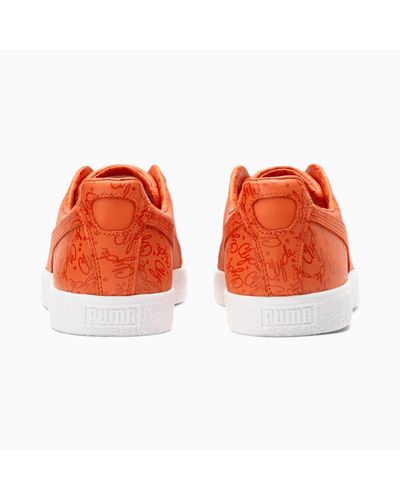 PUMA Leather Clyde Script Sneakers in Orange for Men - Lyst