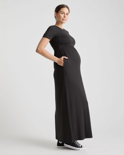 Quince Tencel Jersey Maternity Maxi Dress - Black