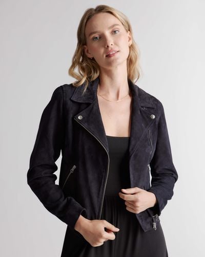 Quince 100% Suede Biker Jacket, Leather - Black