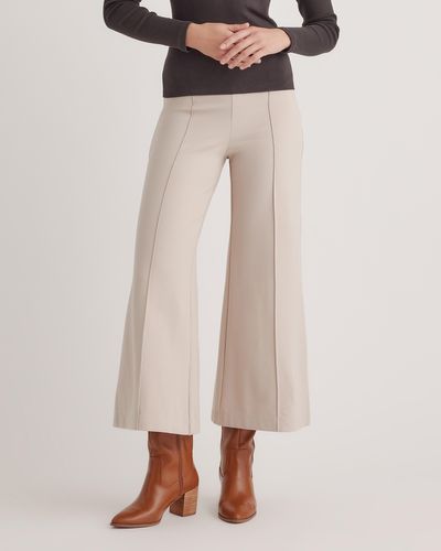 Quince Ultra-Stretch Ponte Super Wide Leg Ankle Pants, Rayon - White