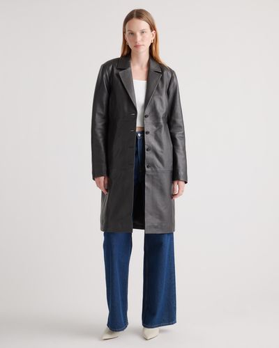 Quince Trench Coat, Leather - Blue
