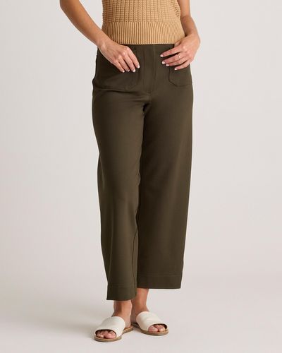 Quince Ultra-Stretch Ponte Cropped Wide Leg Pants, Rayon - Green