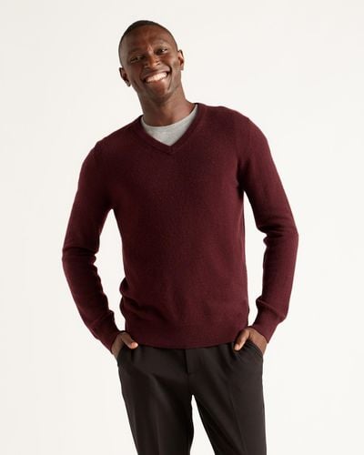 Quince Mongolian Cashmere V-Neck Sweater - Red