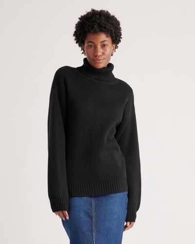 Quince Turtleneck Sweater, Organic Cotton - Black