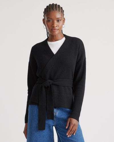 Quince Mongolian Cashmere Wrap Sweater - Black