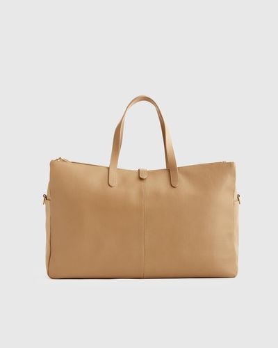 Quince Italian Leather Triple Compartment Weekender - Natural