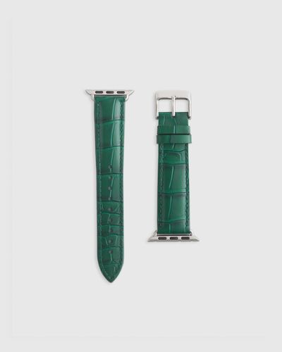 Quince Croc-Embossed Leather Apple Watch Band - Green