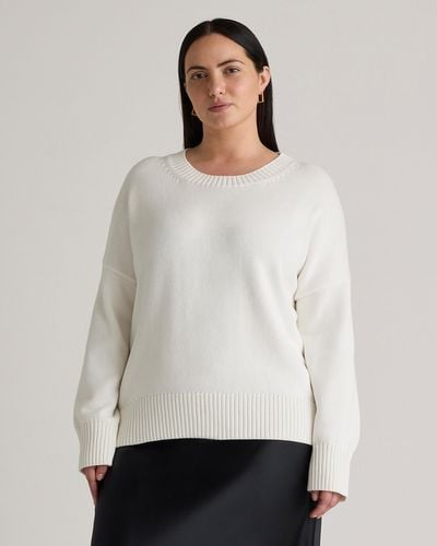 Quince Boyfriend Crew Sweater, Organic Cotton - White
