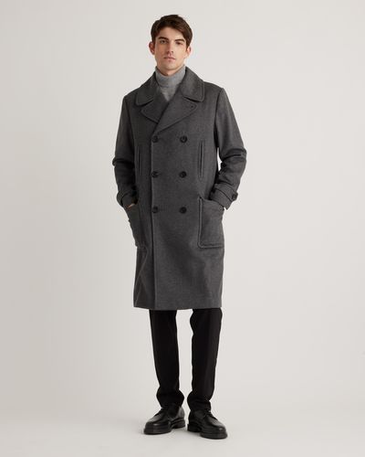 Quince Italian Wool Double-Breasted Officer Topcoat, Wool/Nylon - Multicolor
