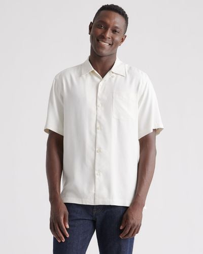 Quince 100% Silk Twill Short Sleeve Camp Shirt - White