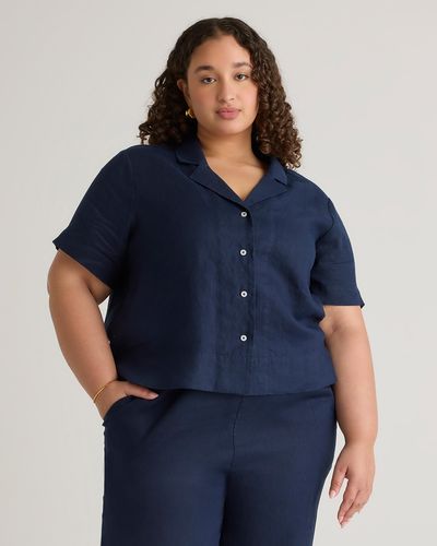 Quince 100% European Linen Short Sleeve Shirt - Blue