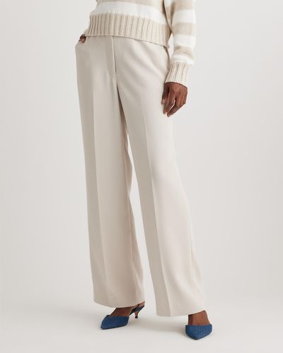Quince Stretch Crepe Classic Trouser Pants, Recycled Polyester - Natural