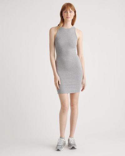 Quince Tencel Rib Knit Sleeveless Mini Dress - Gray