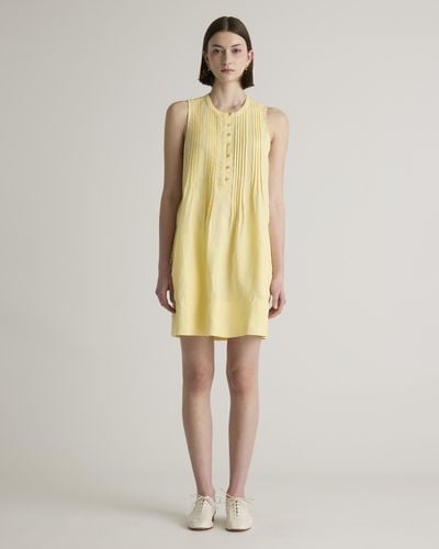 Quince 100% European Linen Sleeveless Swing Dress - Yellow