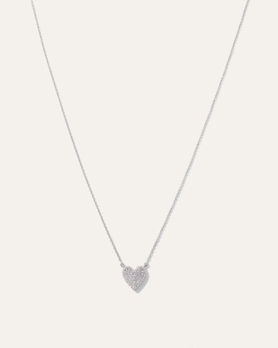 Quince 14K Dainty Diamond Mini Heart Necklace - White