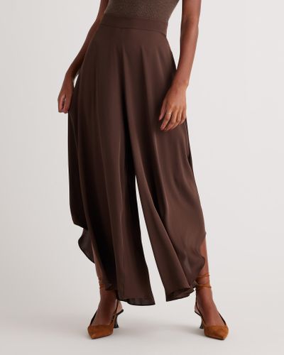 Quince Washable Stretch Silk Palazzo Pants, Mulberry Silk - Brown