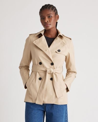 Quince Comfort Stretch Short Trench Coat, Organic Cotton - Natural