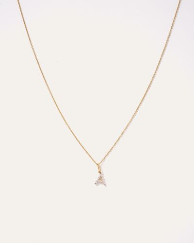 Quince 14K Diamond Letter Pendant Necklace - Metallic