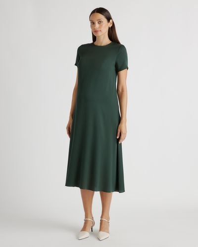 Quince Washable Stretch Silk Cap Sleeve Maternity Dress, Mulberry Silk - Green