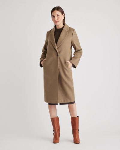 Quince Italian Wool Classic Single-Breasted Coat, Wool/Nylon - Natural