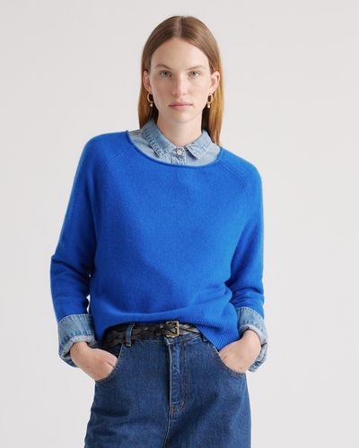 Quince Mongolian Cashmere Boatneck Sweater - Blue