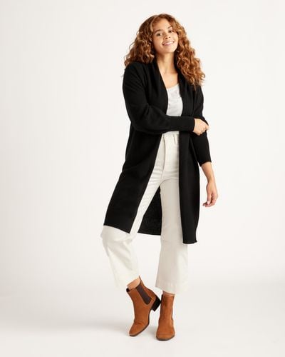 Quince Mongolian Cashmere Duster Cardigan Sweater - Black