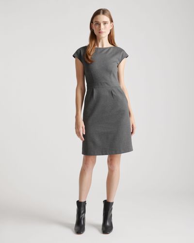 Quince Ultra-Stretch Ponte Cap Sleeve Dress, Rayon - Gray