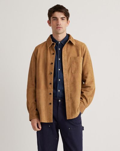 Quince 100% Suede Overshirt, Suede Leather - Blue