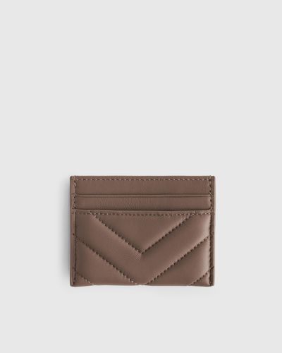 Quince Italian Leather Quilted Small Card Case - Brown