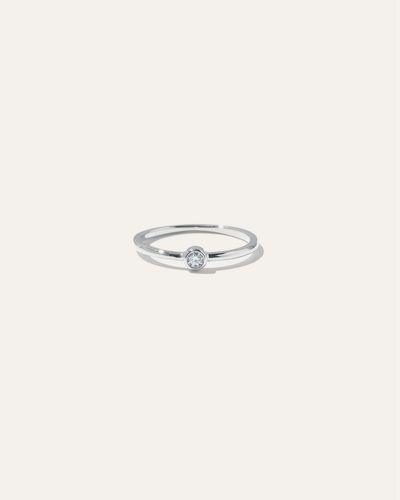 Quince 14K Solo Diamond Bezel Ring - White