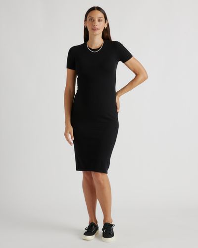 Quince Eco-Knit Milano Stitch Maternity Sweater Dress, Recycled Polyester - Black