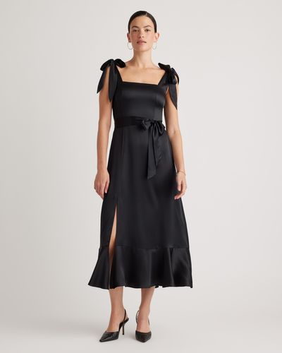 Quince Square Neck Midi Dress, Mulberry Silk - Black
