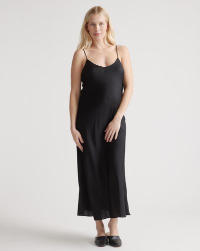 Quince Washable Stretch Silk Maternity Slip Dress - Black