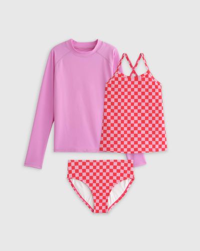 Quince Sunsafe Tank Topini Swimsuit & Rash Guard Set, Recycled Polyester - Pink