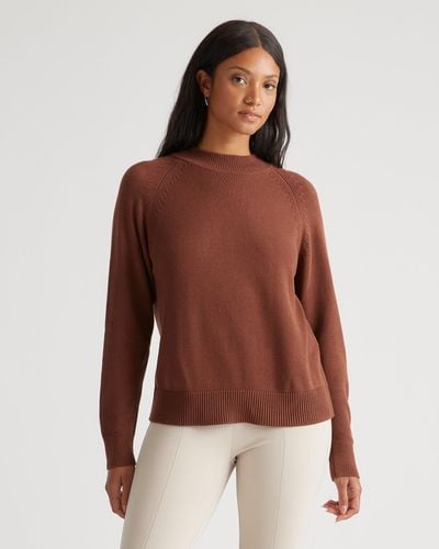 Quince Mock Neck Sweater, Organic Cotton - Brown