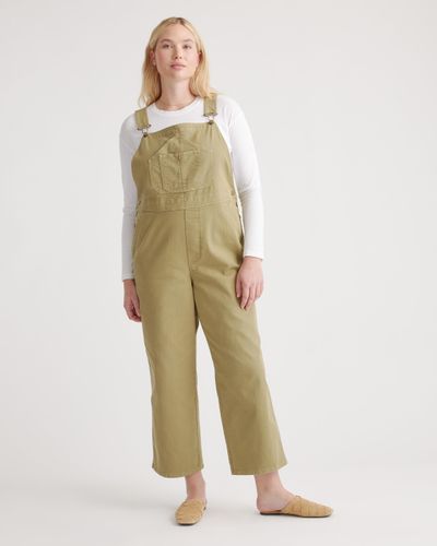 Quince Organic Stretch Cotton Twill Relaxed Overalls, Organic Cotton - Green