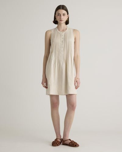 Quince 100% European Linen Sleeveless Swing Dress - Natural