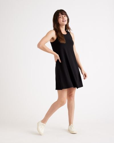 Quince Tencel Jersey Mini Swing Dress - Black