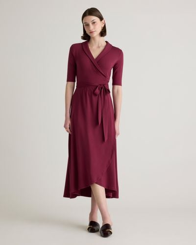 Quince Tencel Jersey Midi Wrap Dress - Red