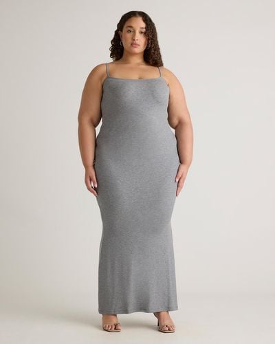 Quince Tencel Rib Knit Maxi Slip Dress, Cotton/Modal - Gray