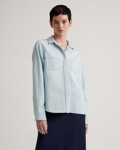 Quince Distressed Denim Shirt, Cotton - Blue