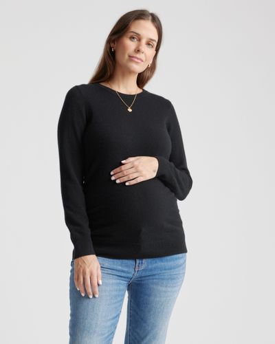 Quince Mongolian Cashmere Maternity Crewneck Sweater - Black